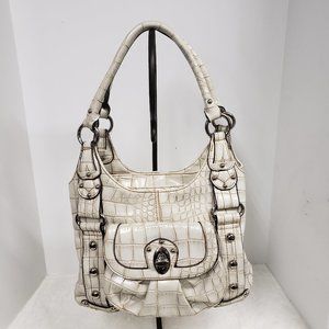 Wilsons Leather White Croc-Embossed Shoulder Bag